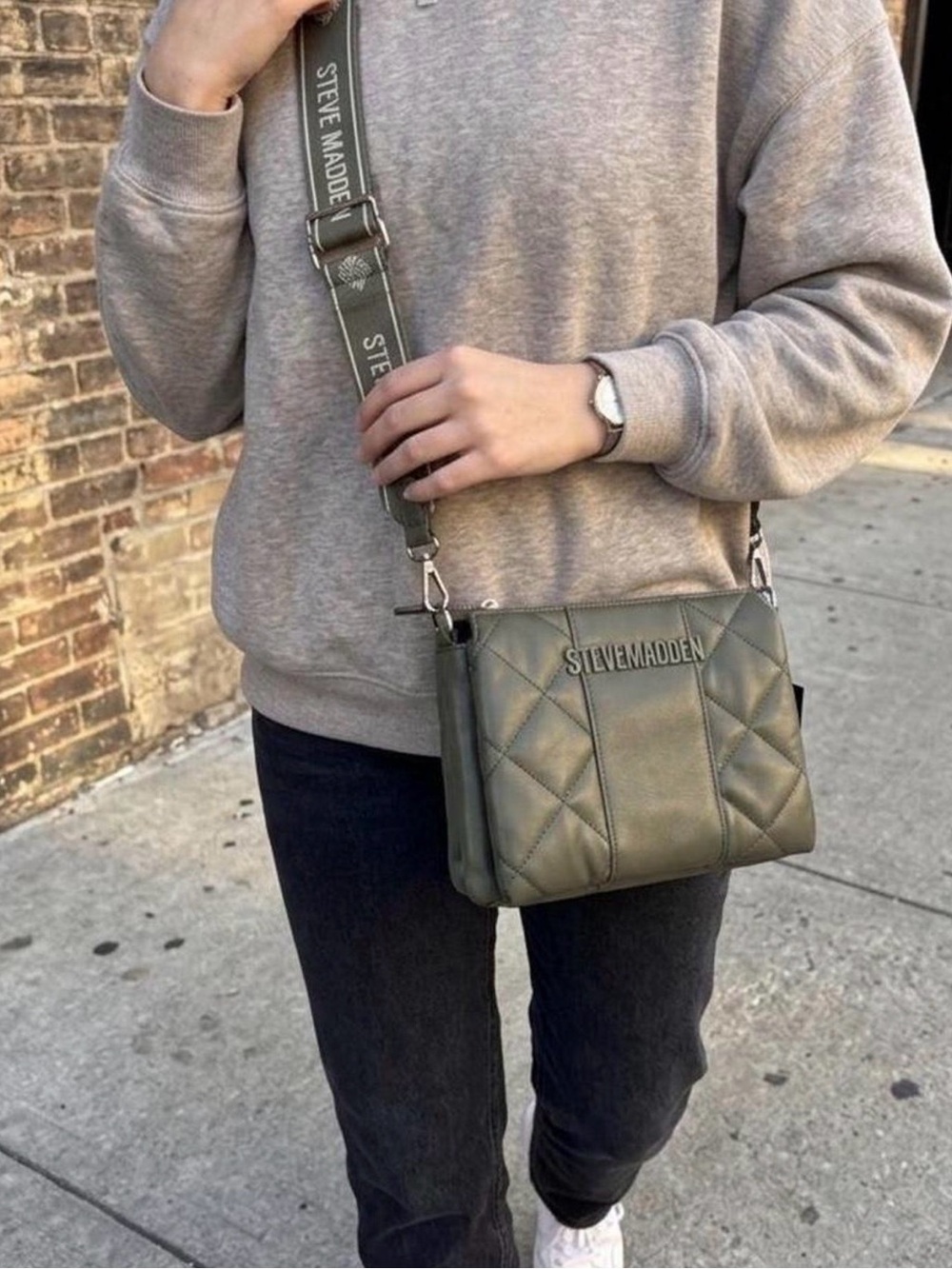 Steve Madden B-Piero 2 Quilted Crossbody Bag - Olive Green / Juniper - EUC